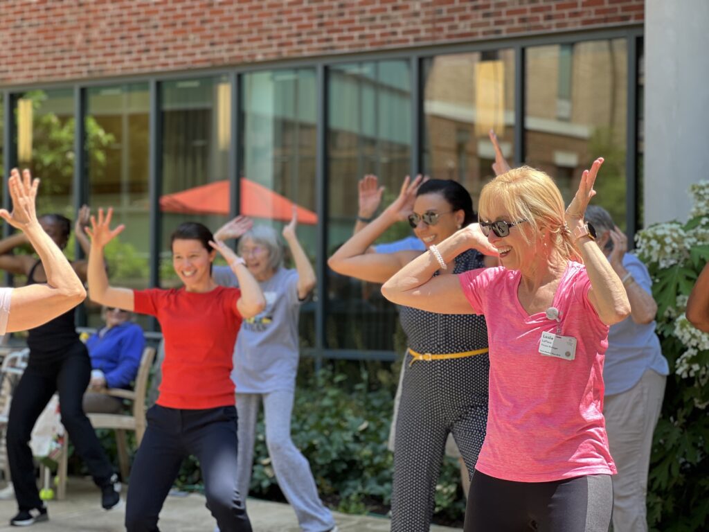 People exercising outside
