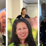 Residents with large images of themselves