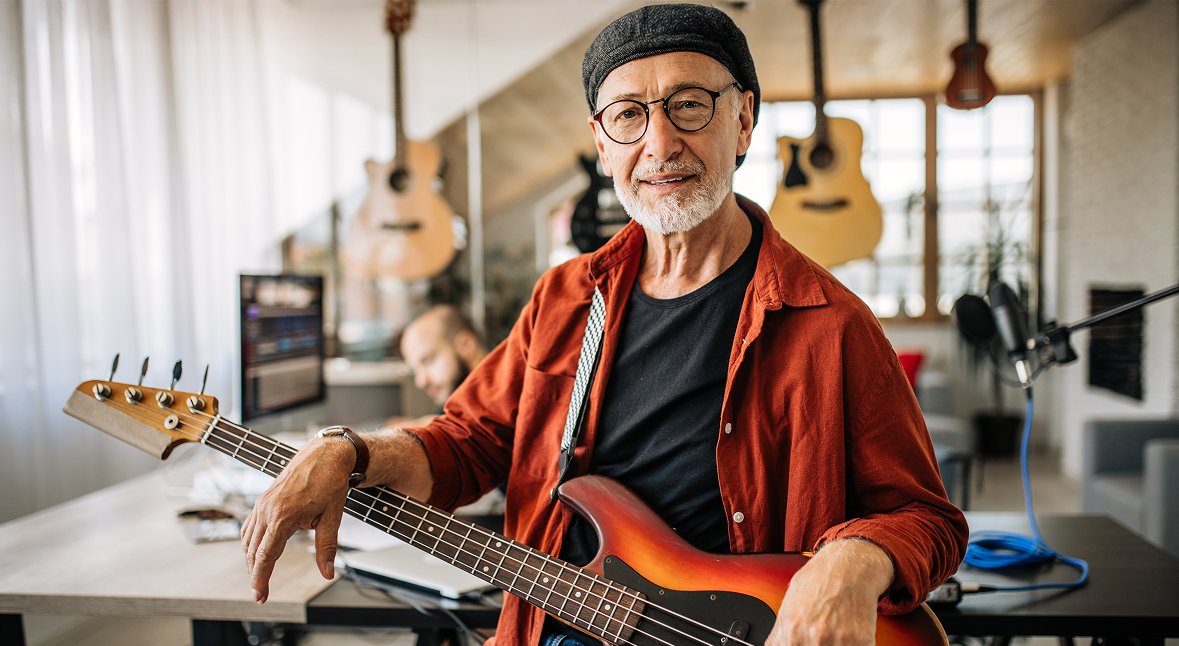 Man with bass guitar